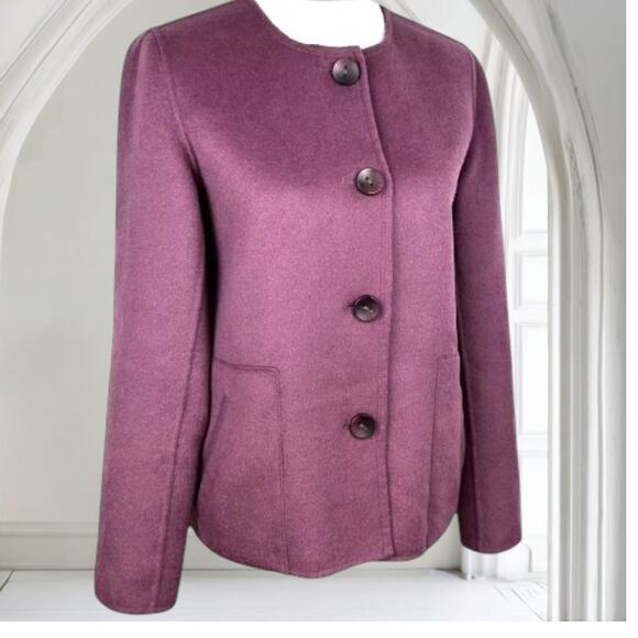 J Jill Jacket Angora Wool Plum Short Coat Jacket Blazer Women's Small Petite - Picture 1 of 6